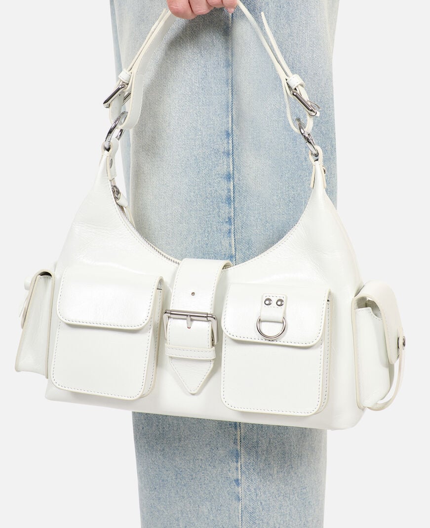 The Kooples DAMEN WHITE weiße amelia tasche aus leder mit vintage-behandlung