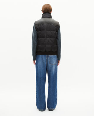 The Kooples HOMBRE BLACK chaqueta de plumas sin mangas con cuello efecto pelo negro