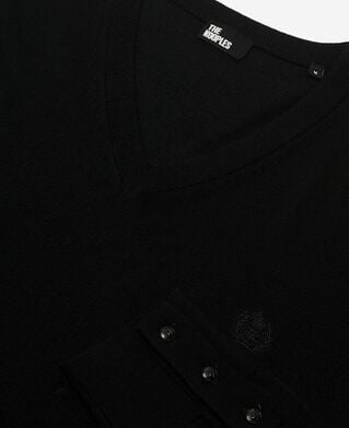 The Kooples HOMME BLACK pull col v en laine m&eacute;rinos noir