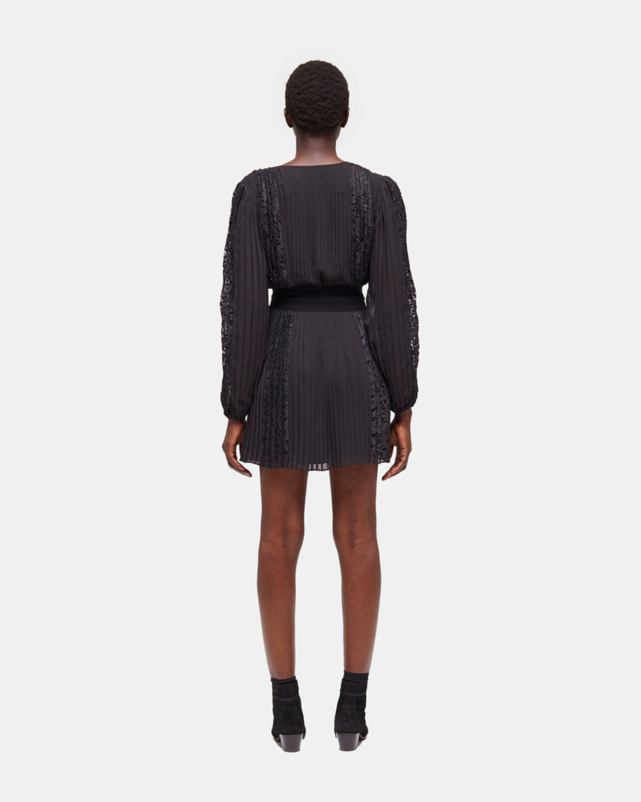 The Kooples FEMME BLACK robe courte en dentelle noire