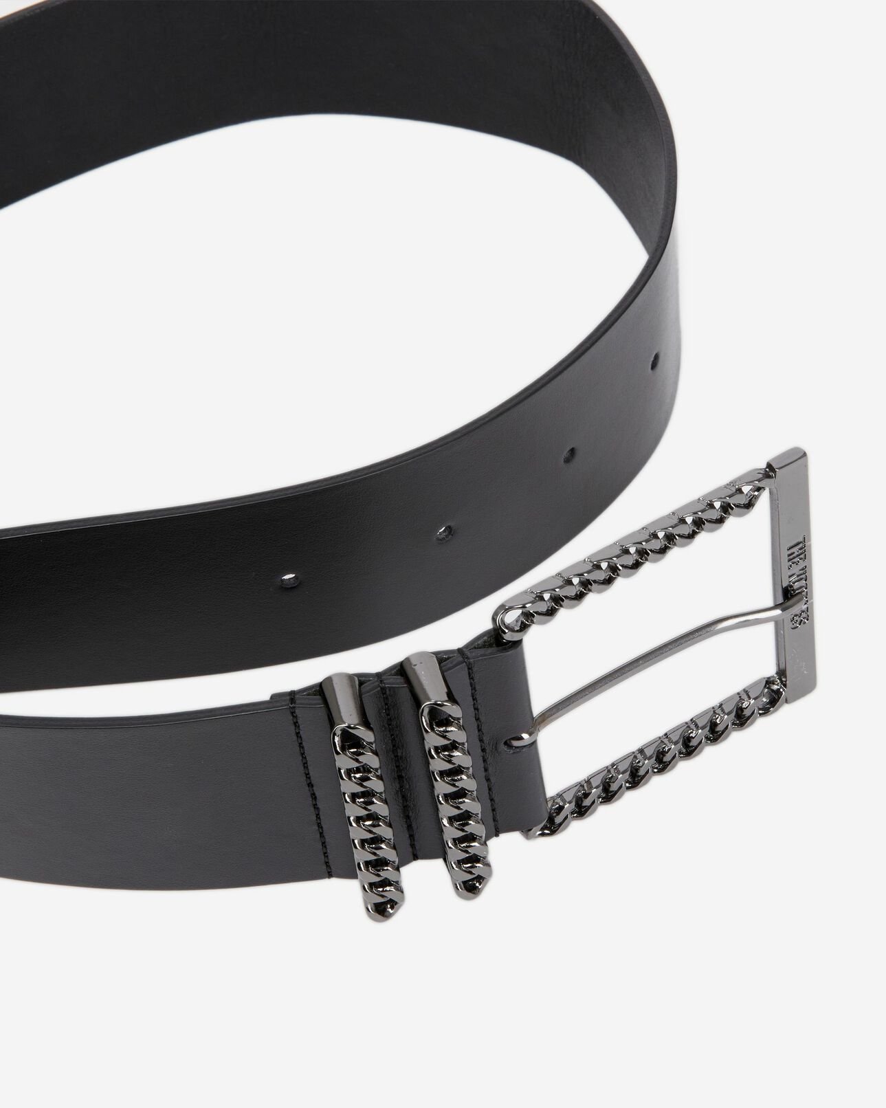 The Kooples FEMME BLACK ceinture en cuir avec boucle chaîne noire