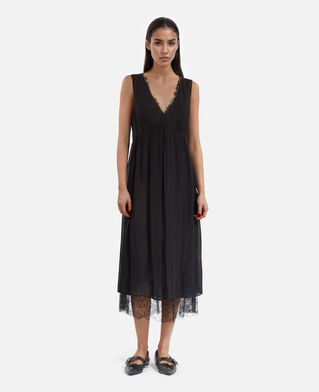 The Kooples FEMME BLACK robe longue avec dentelle noire