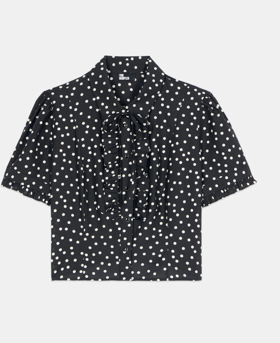 The Kooples F BLACK WHITE black polka dot shirt