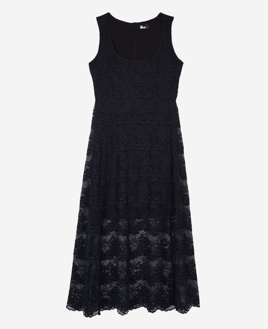 The Kooples WOMEN BLACK black lace long dress