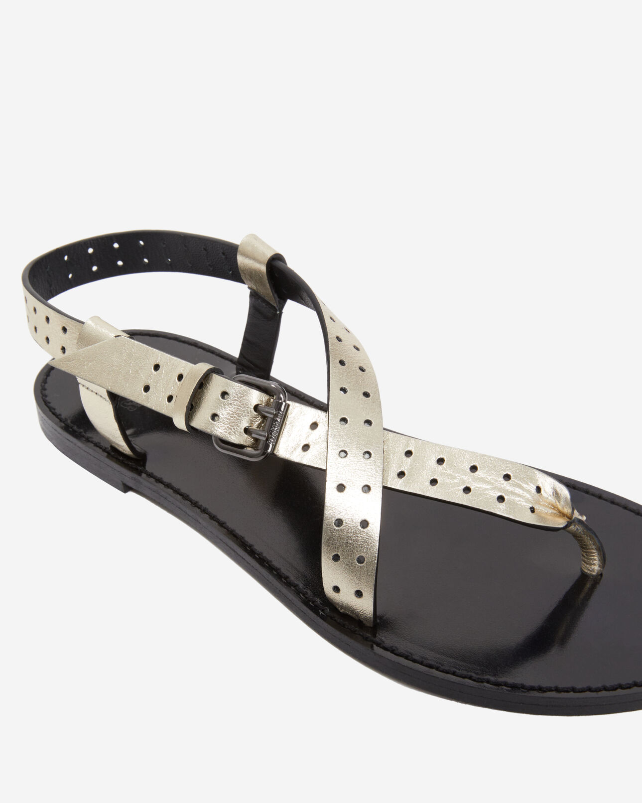 The Kooples FEMME GOLD sandales dorées en cuir perforé
