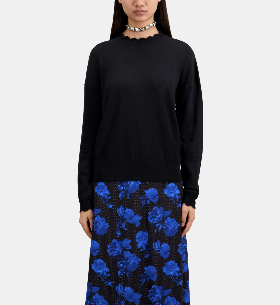 Black sweater with lace back