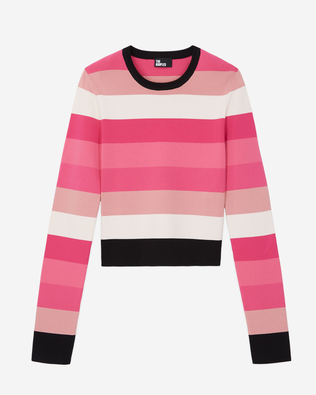 The Kooples FEMME LIGHT PINK/DARK PINK/BLAC pull court rose à rayures