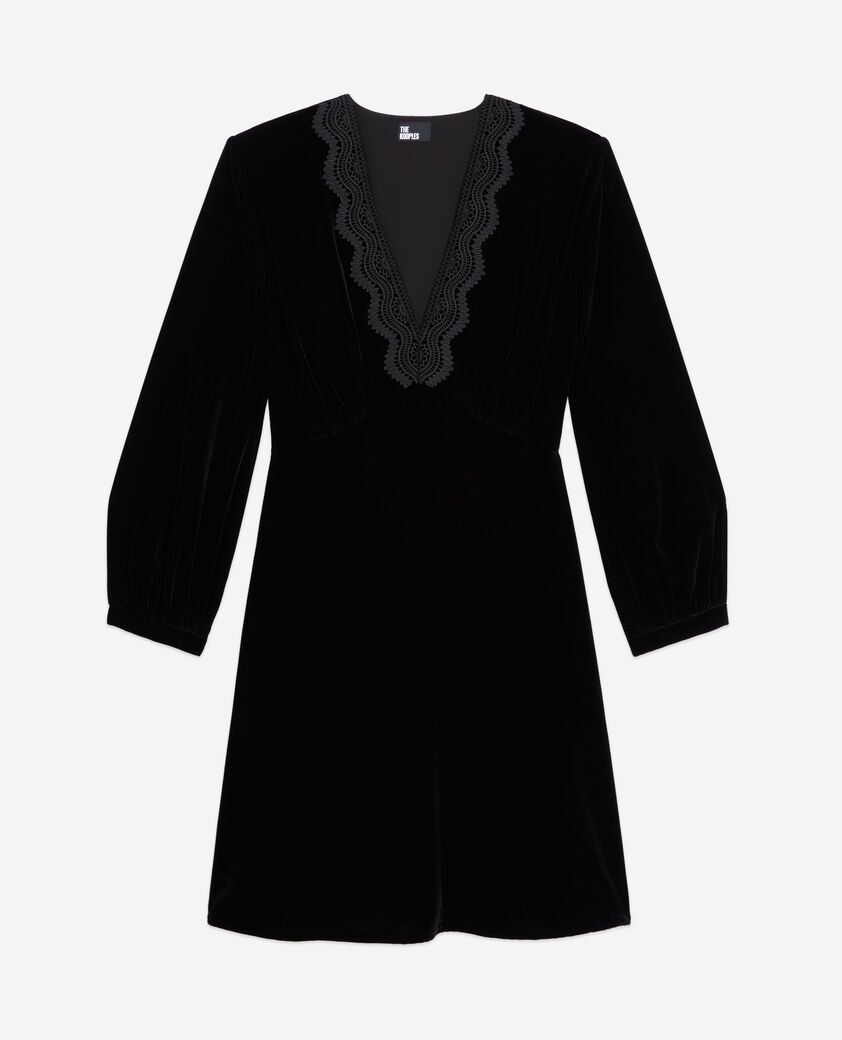 The Kooples FEMME BLACK robe courte noire en velours