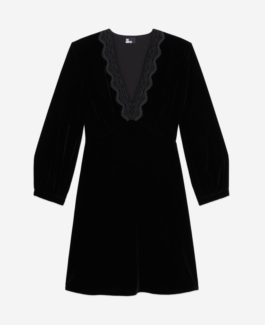 The Kooples FEMME BLACK robe courte noire en velours