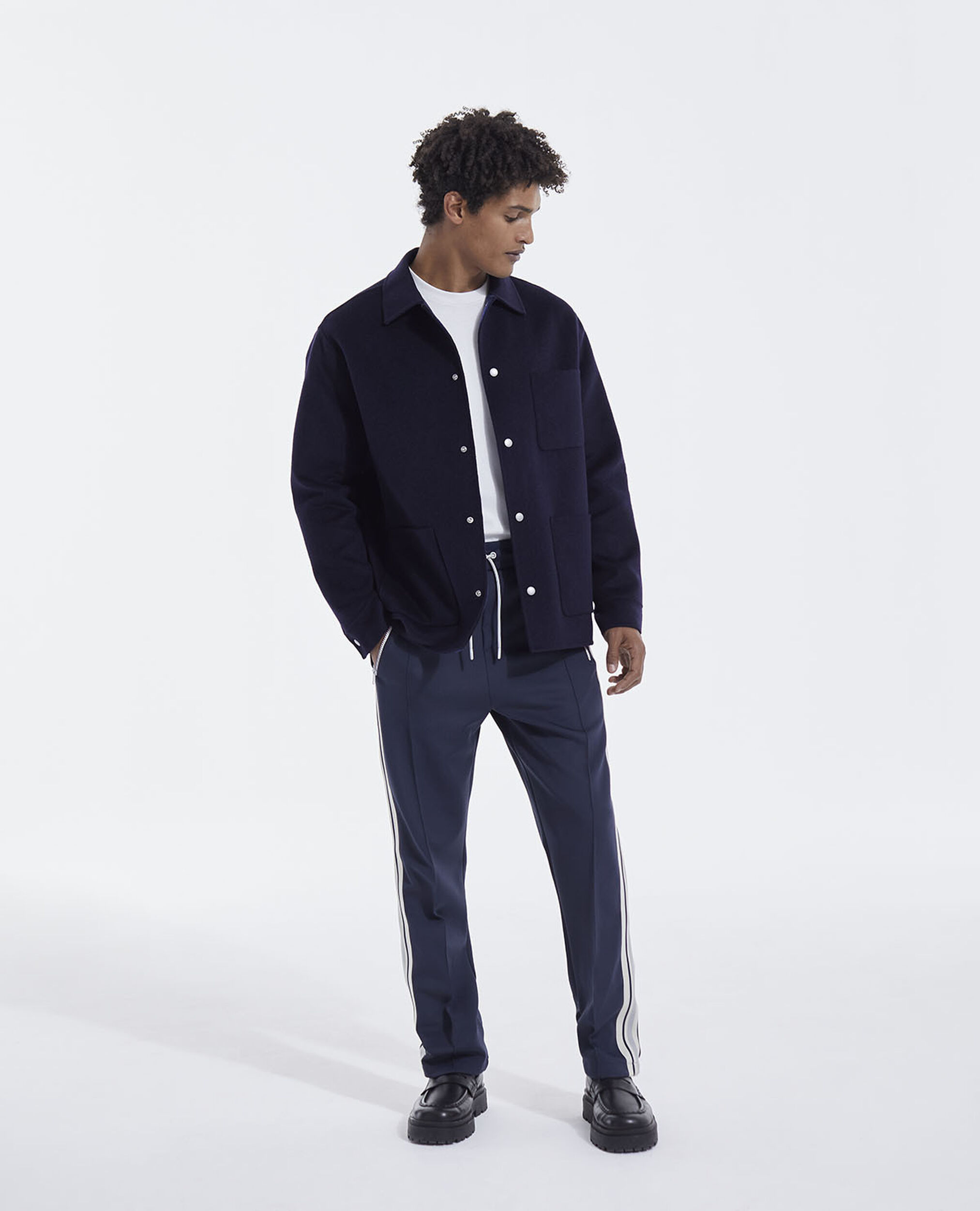 Navy blue wool jacket with chest pockets, NAVY, hi-res image number null