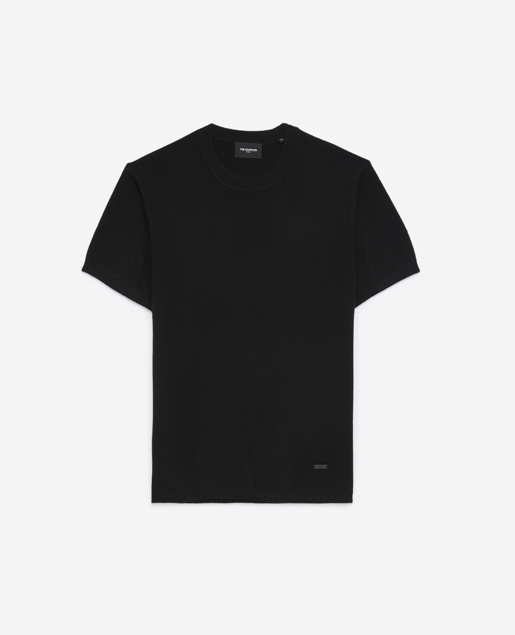 Short sleeve black cashmere sweater top