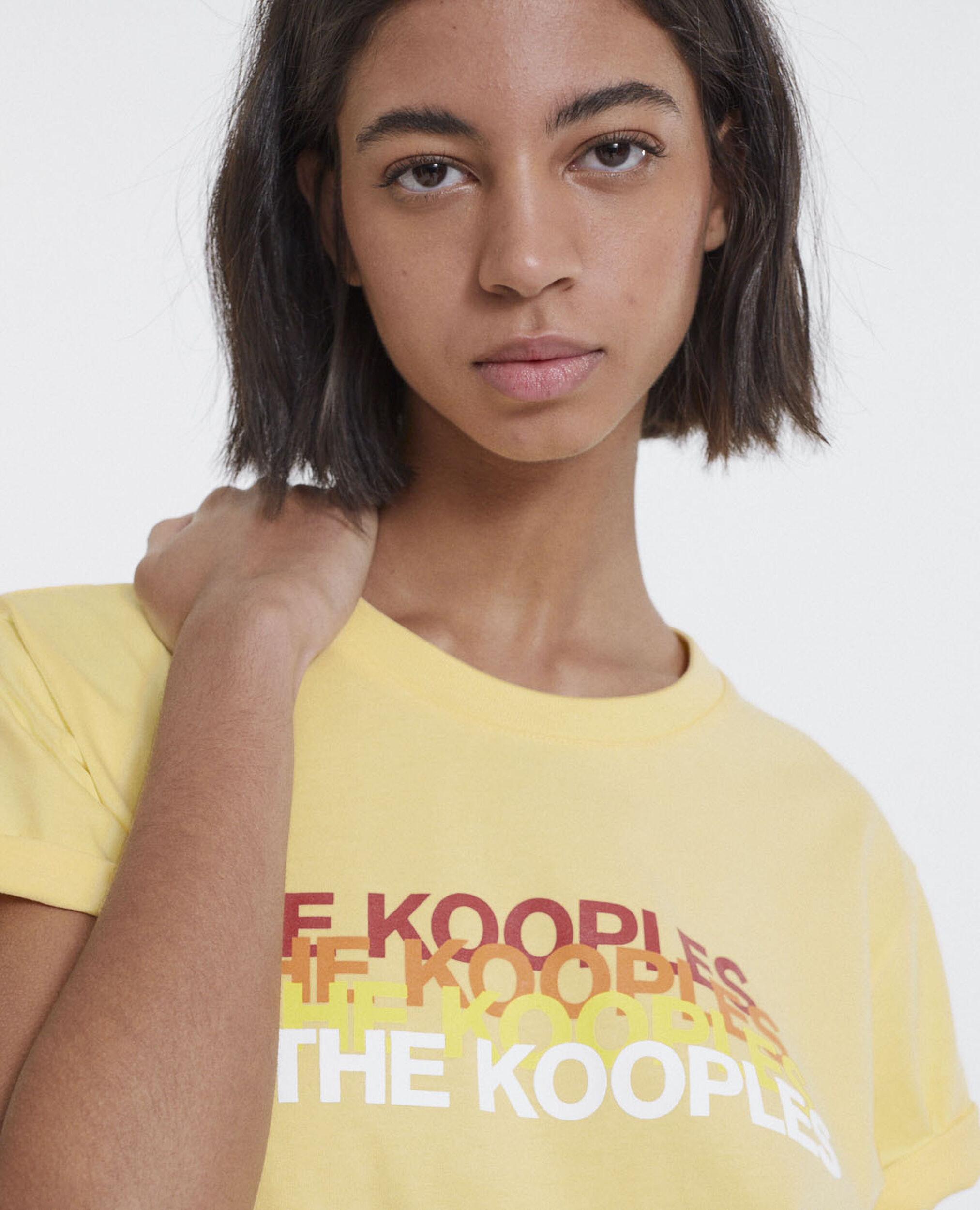 Camiseta amarilla algodón triple The Kooples, YELLOW, hi-res image number null