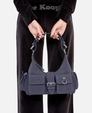 The Kooples WOMEN USED RAPIECE blue denim amelia bag