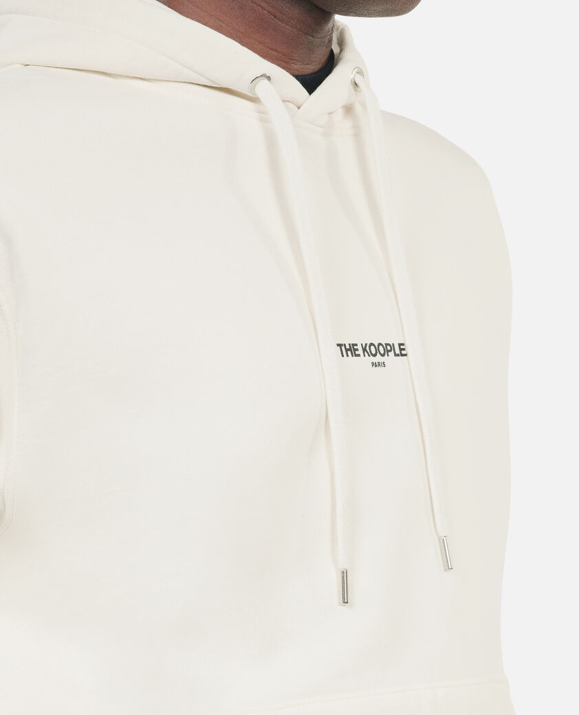 The Kooples HERREN OFF WHITE ecrufarbenes kapuzensweatshirt mit logo