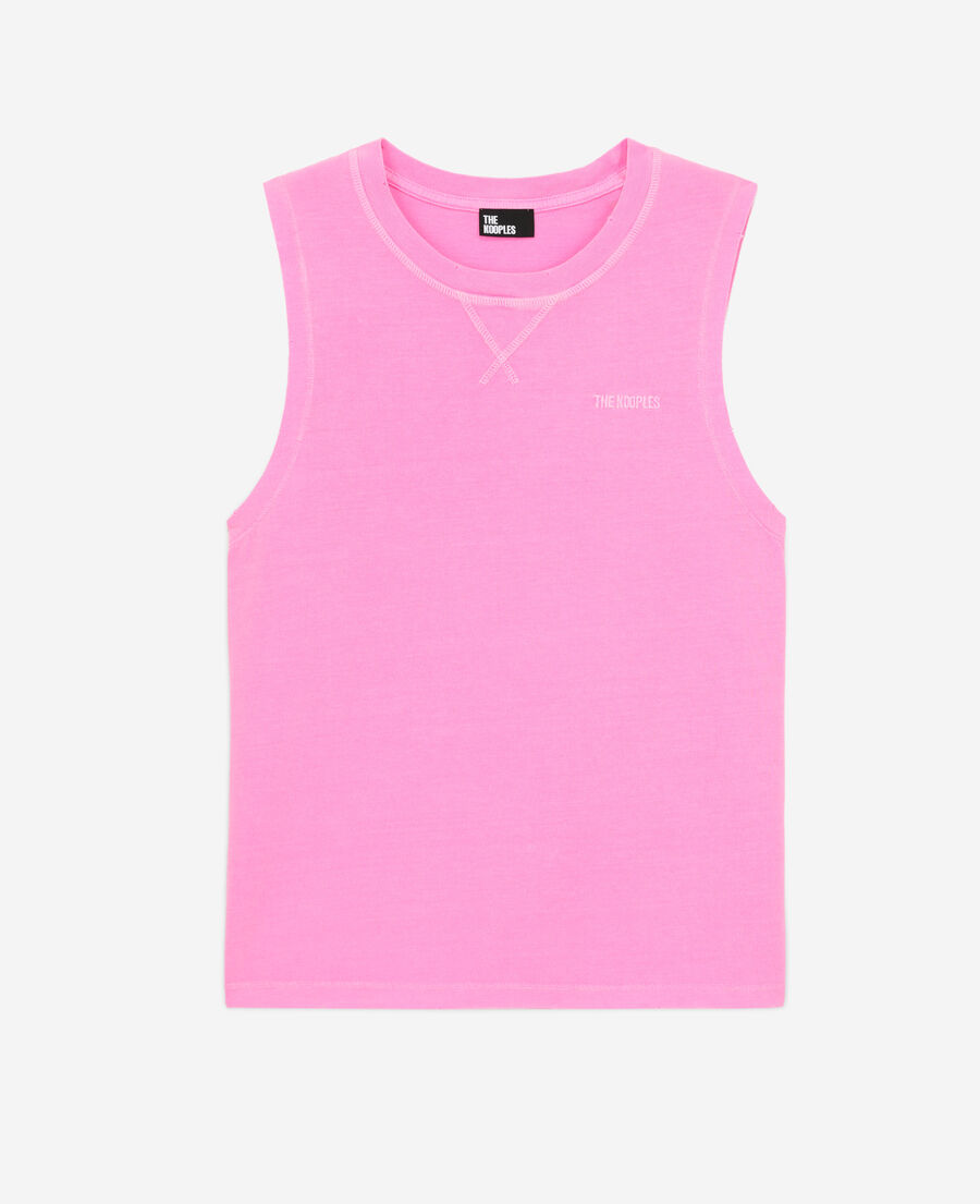 t-shirt femme rose fluo avec logo