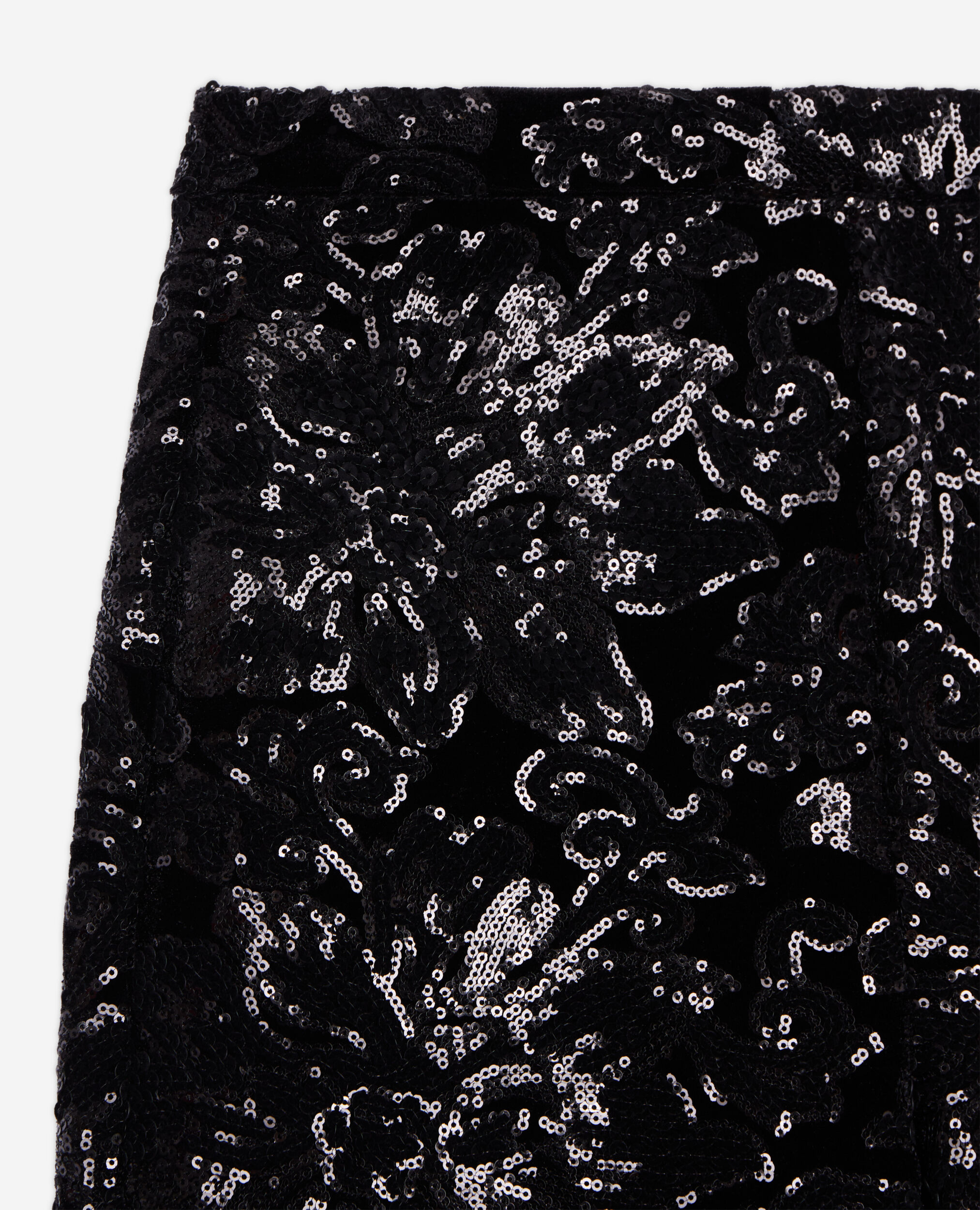 Pantalon noir en velours avec sequins, BLACK, hi-res image number null