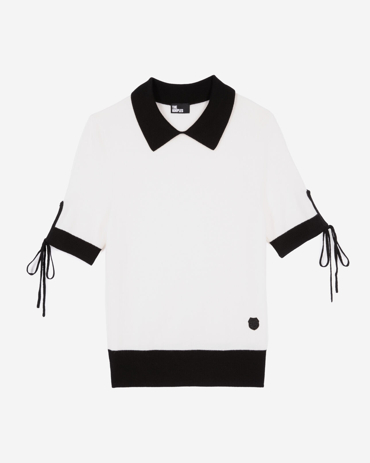 The Kooples WOMEN BLACK-ECRU short-sleeved ecru wool sweater