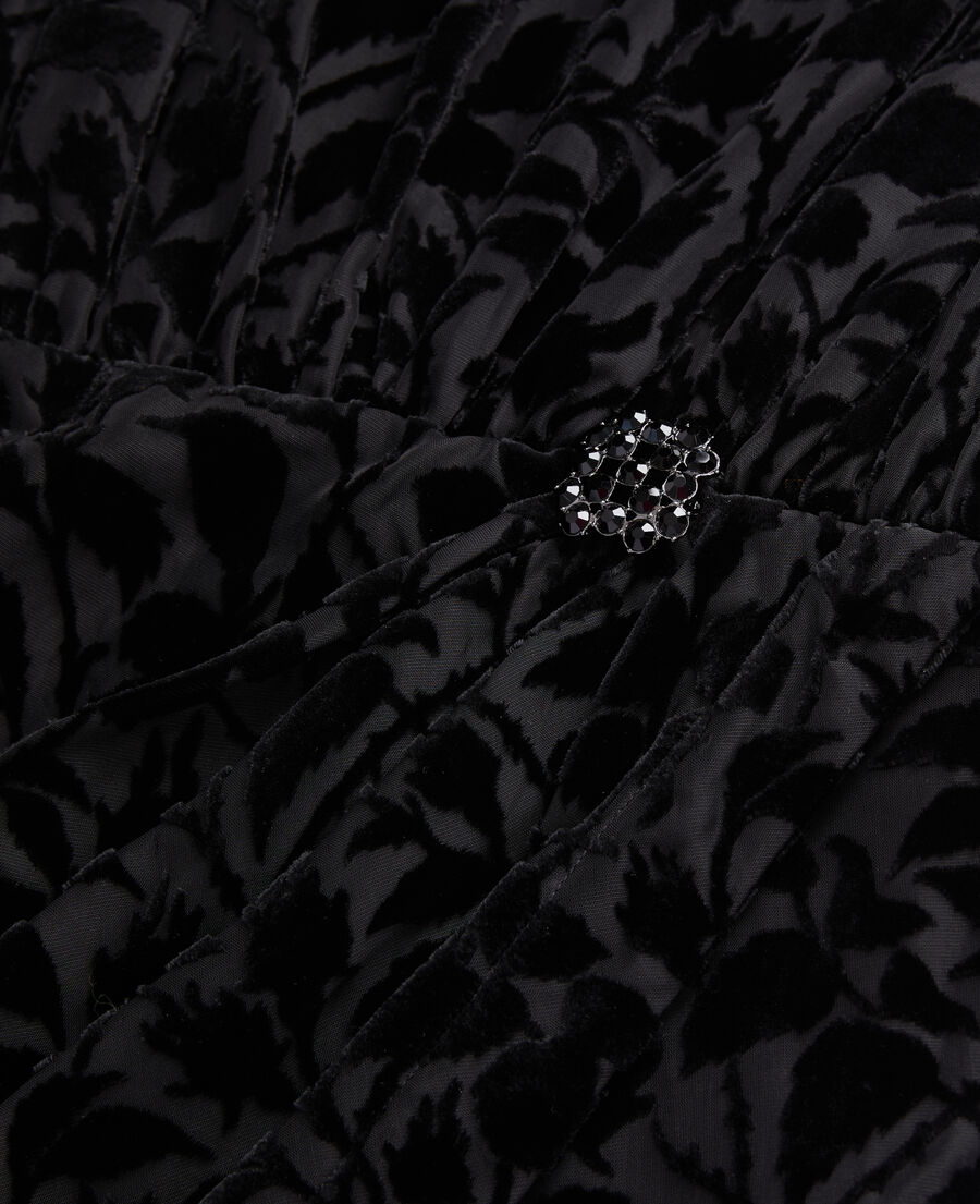 robe courte noire en velours dévoré