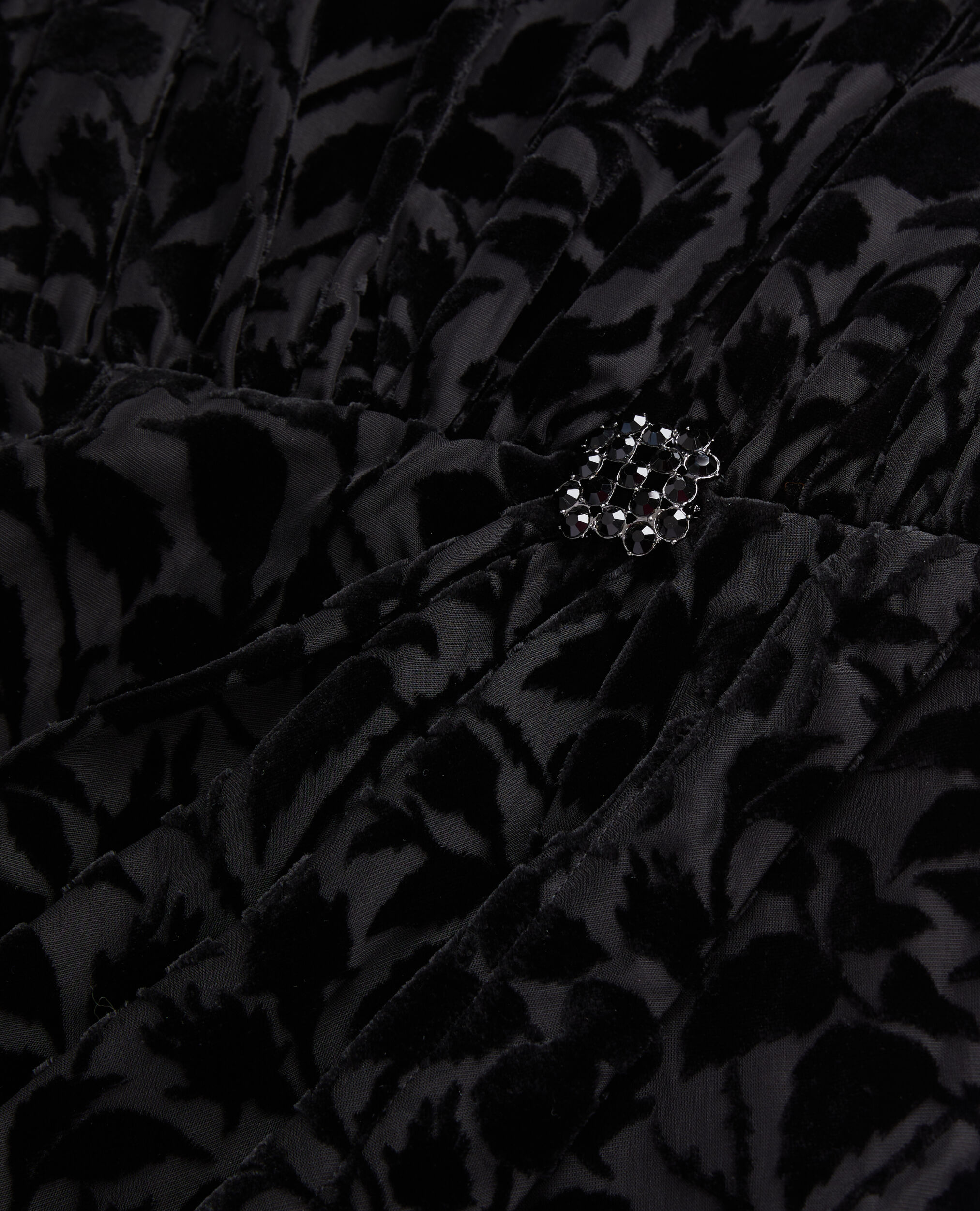 Robe courte noire en velours dévoré, BLACK, hi-res image number null