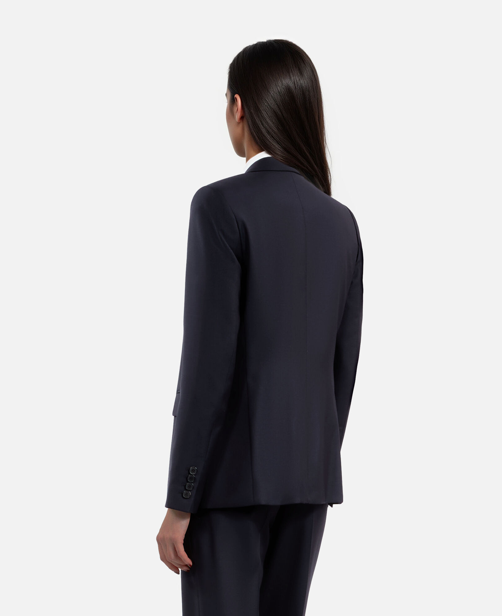 The Kooples WOMEN NAVY navy blue wool suit jacket cinched cut