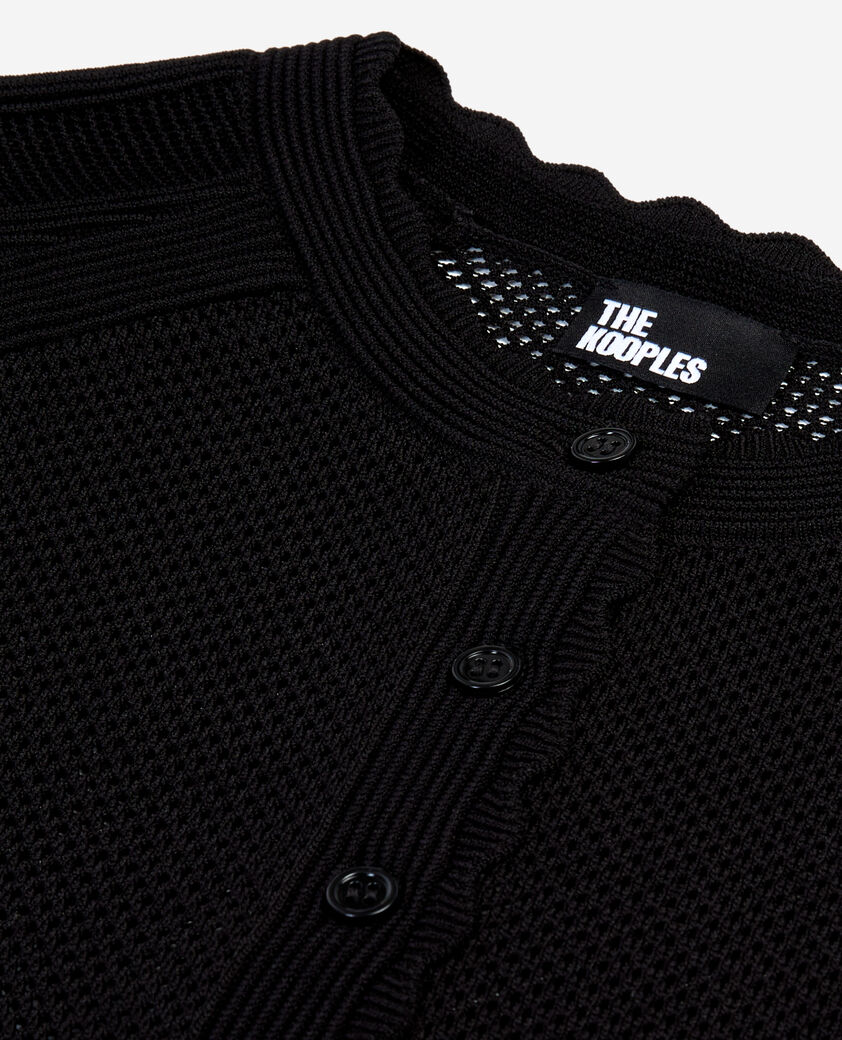 The Kooples WOMEN BLACK short black openwork knit cardigan