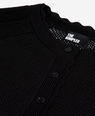 The Kooples F BLACK short black openwork knit cardigan