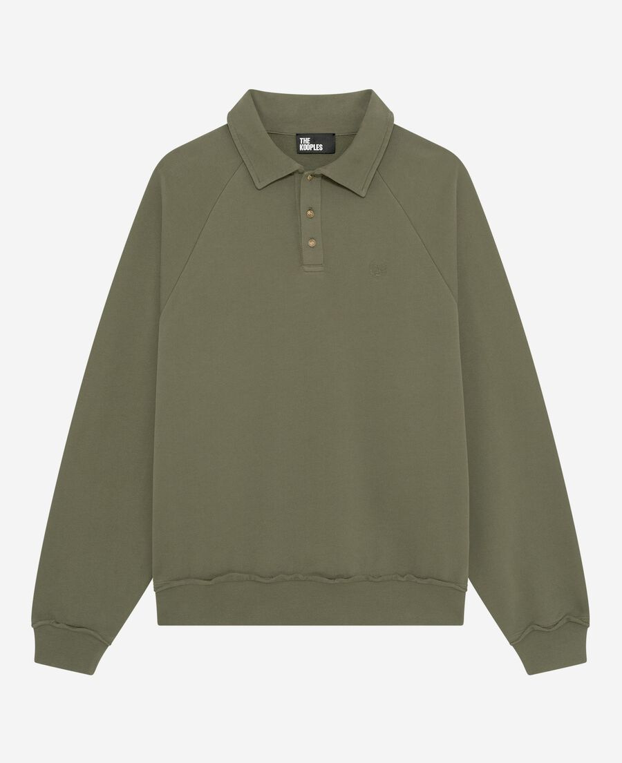 The Kooples HOMBRE KAKI sudadera caqui con cuello de polo