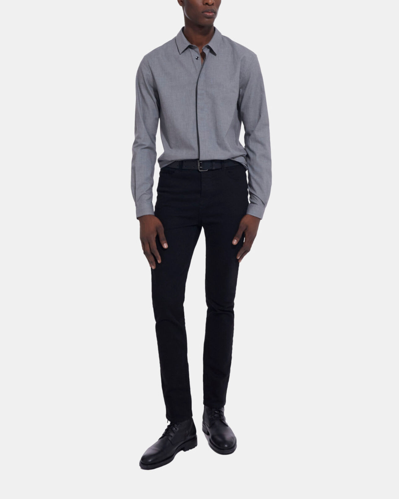 The Kooples MEN GREY check shirt with classic collar