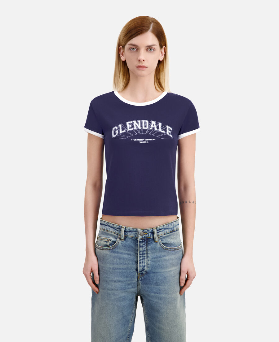 marineblaues t-shirt mit glendale-siebdruck