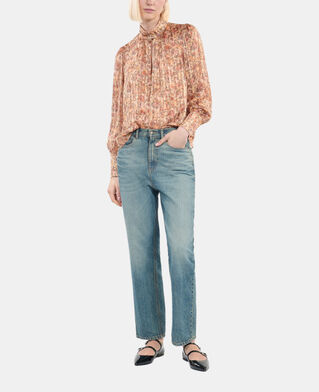 The Kooples F CAMEL / BROWN flower print silk top