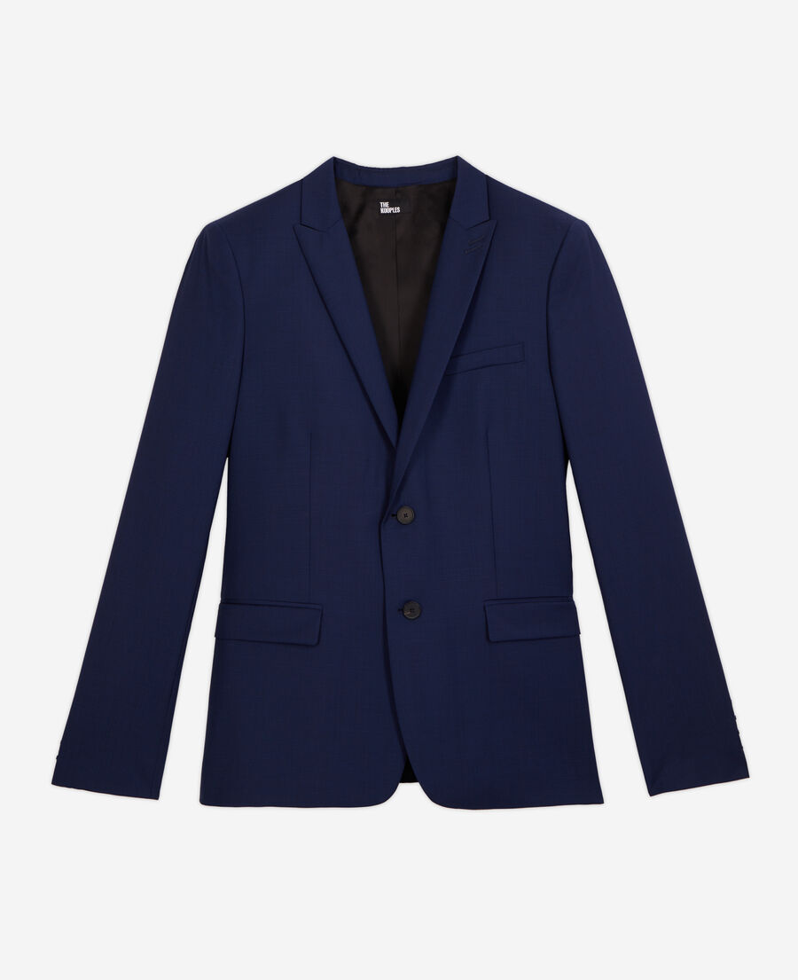 veste de costume micro motif bleu marine