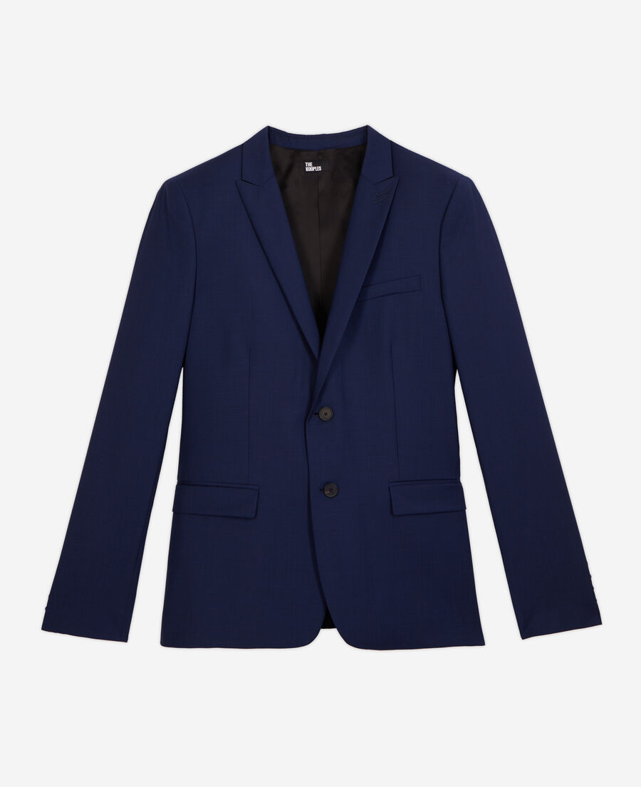 navy blue suit jacket with micro motif