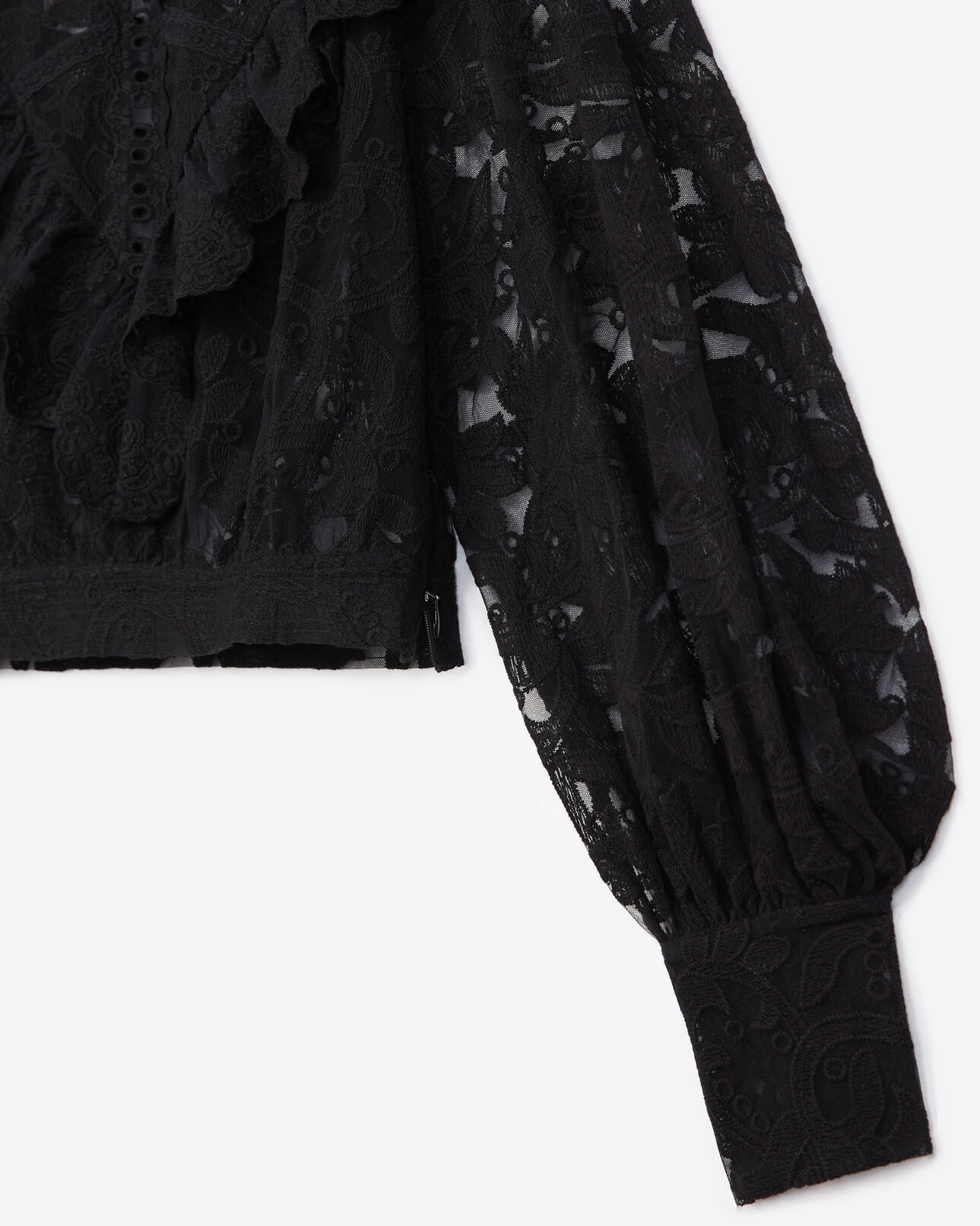 The Kooples FEMME BLACK top dentelle noir à détail plastron