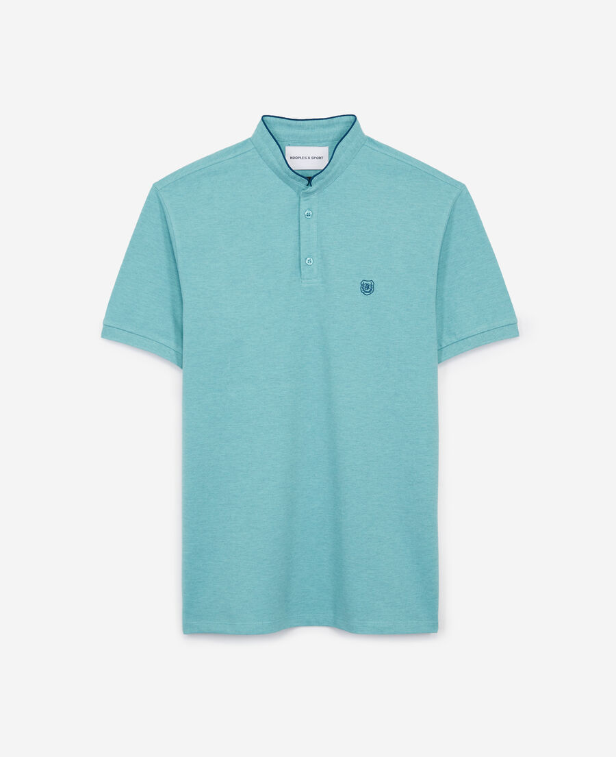 green jersey polo with contrasting details