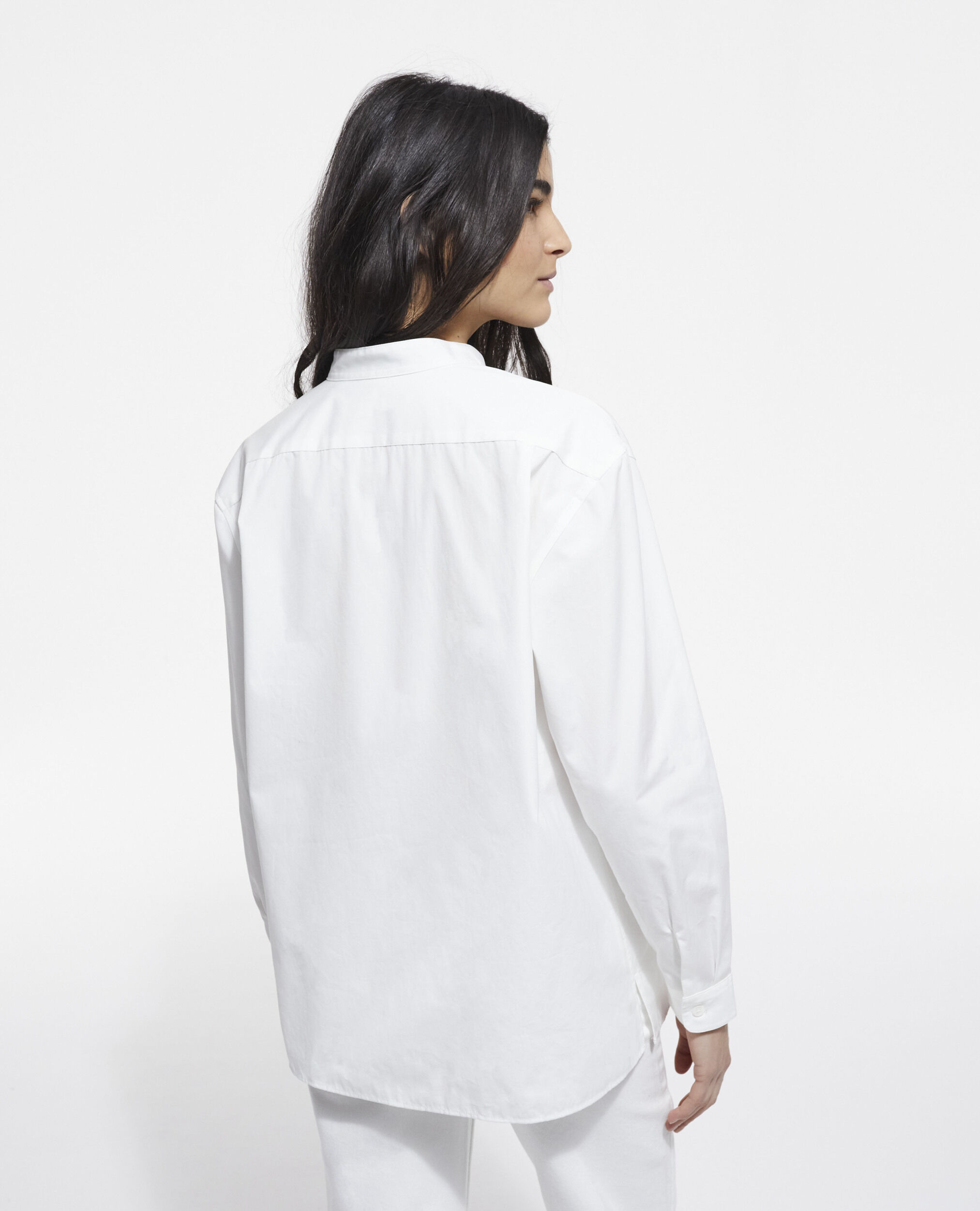 White cotton shirt, WHITE, hi-res image number null