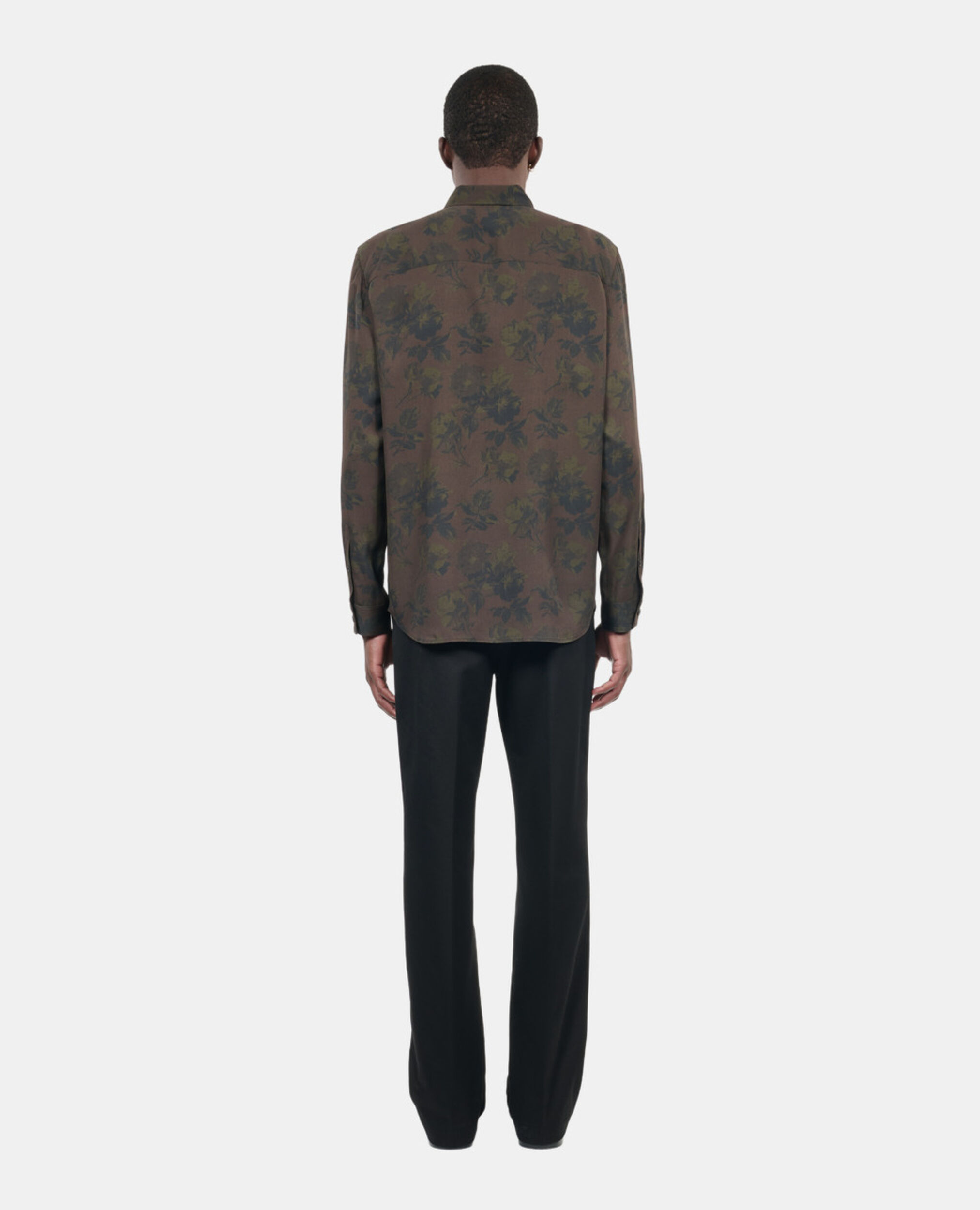 Floral print shirt, DARK BROWN, hi-res image number null