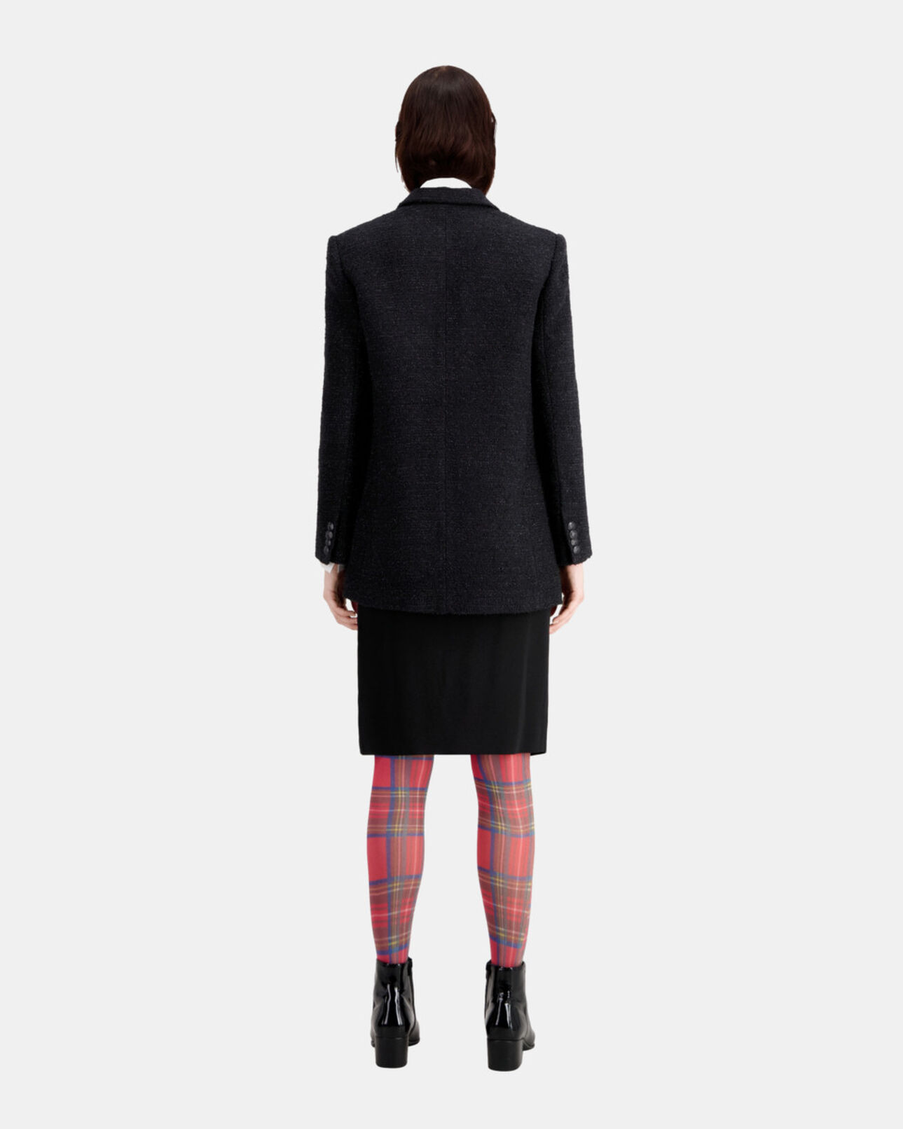 The Kooples FEMME BLACK blazer noir en tweed avec détails fil argenté
