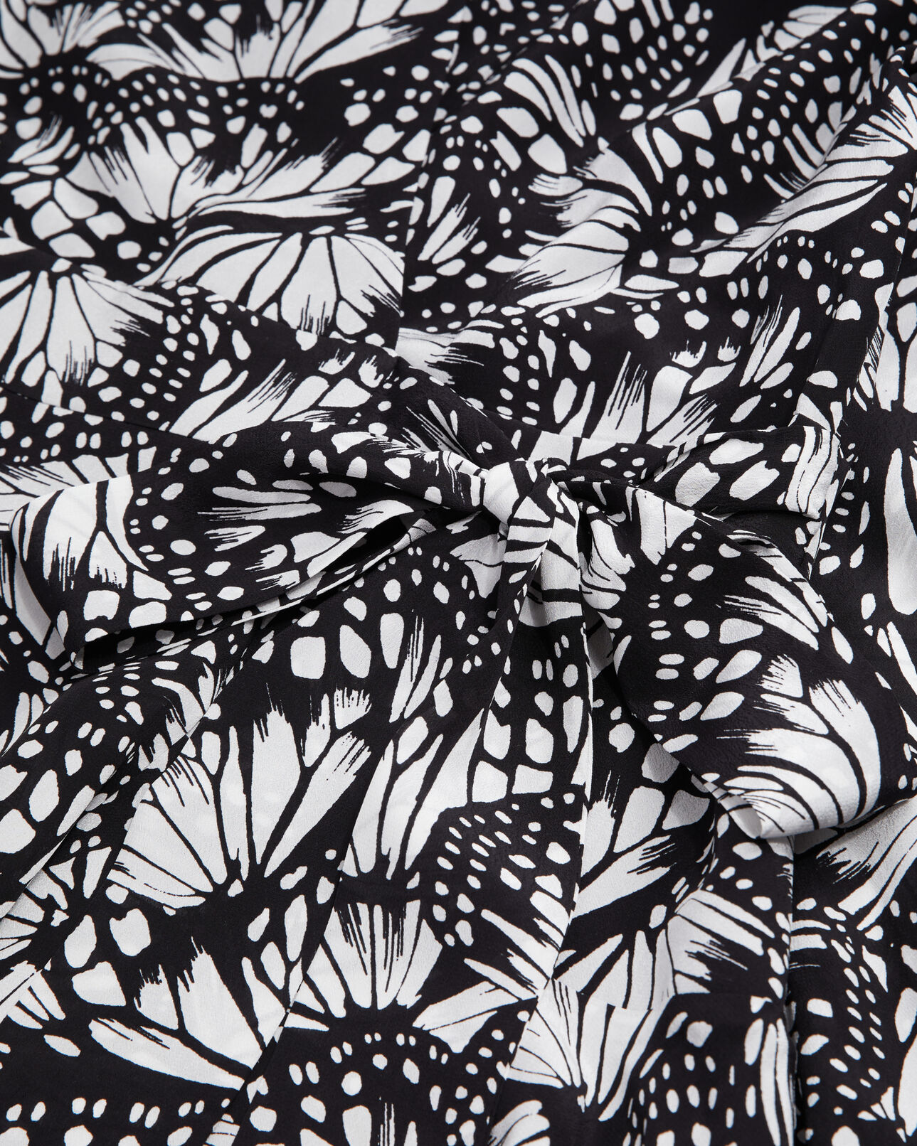 The Kooples WOMEN BLACK WHITE short printed wrap dress