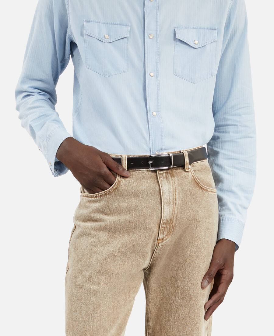 The Kooples MEN BLACK reversible two-tone leather belt