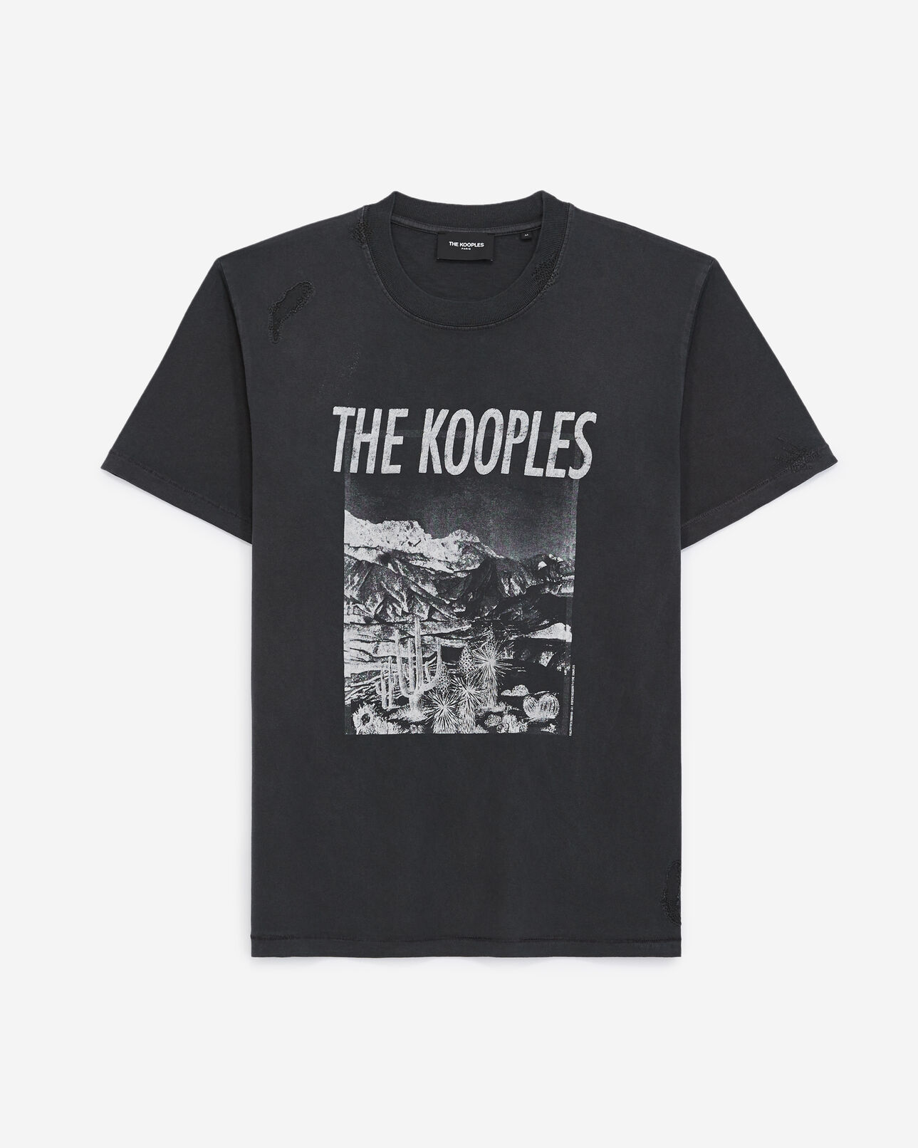 The Kooples HOMME BLACK WASHED t-shirt gris coton à imprimé montagne