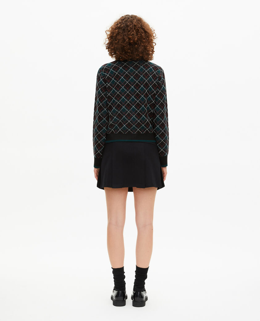 The Kooples FEMME BLACK DARK GREEN cardigan à carreaux noir