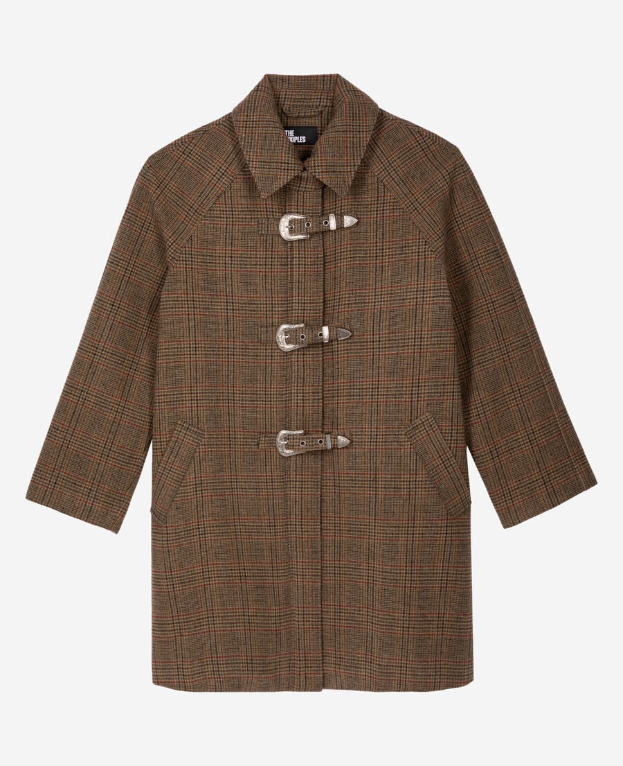 The Kooples FEMME CHOCOLATE manteau en laine prince de galles marron