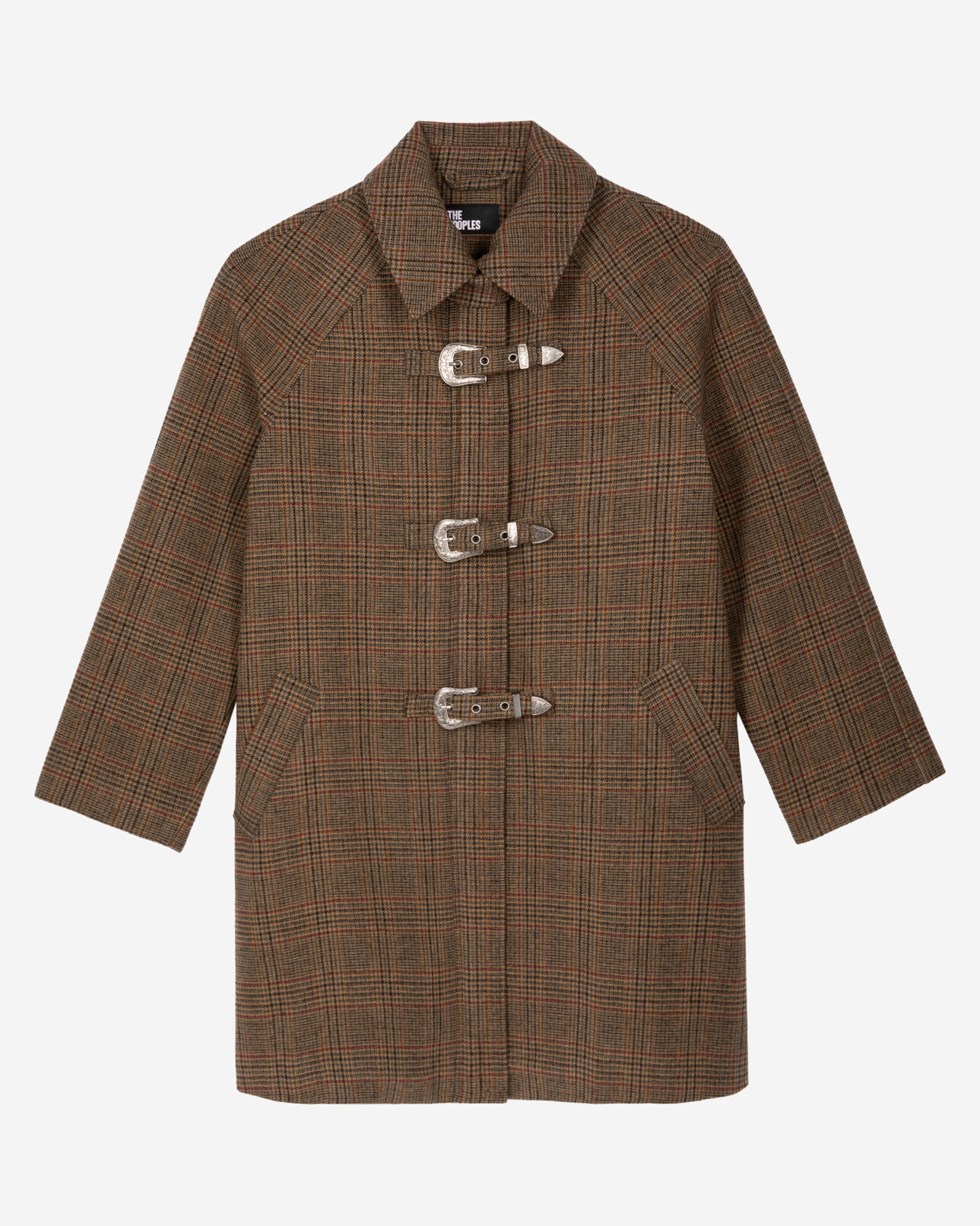 The Kooples WOMEN CHOCOLATE prince of wales brown wool coat