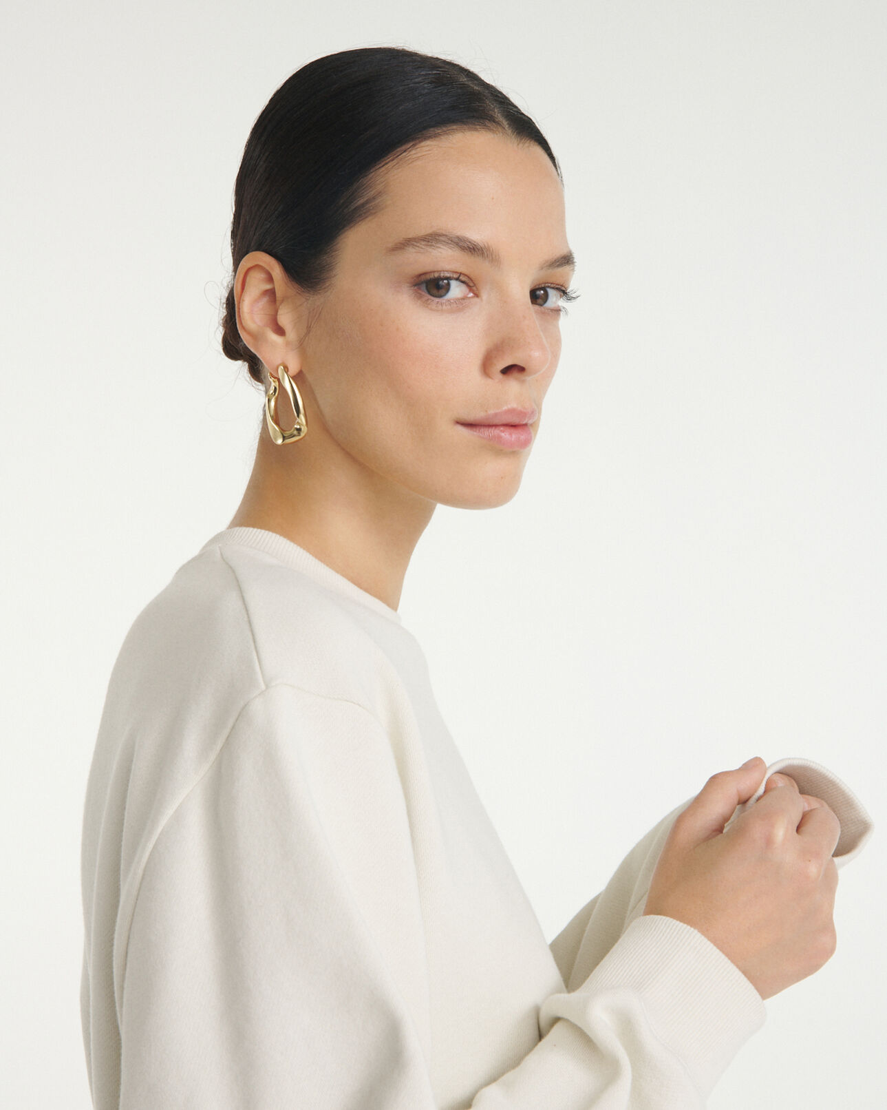 The Kooples MUJER GOLD pendientes dorado anillo grande
