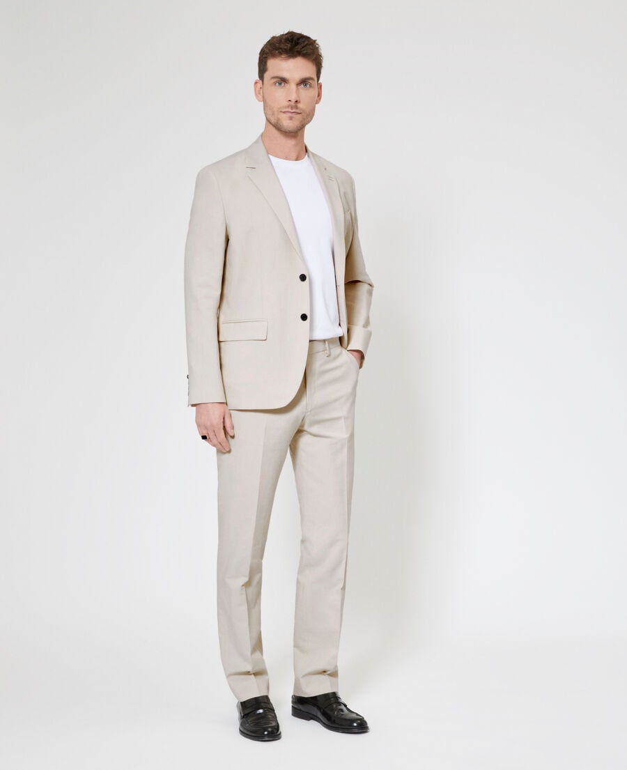 The Kooples H LIGHT BEIGE beige cotton linen suit pants