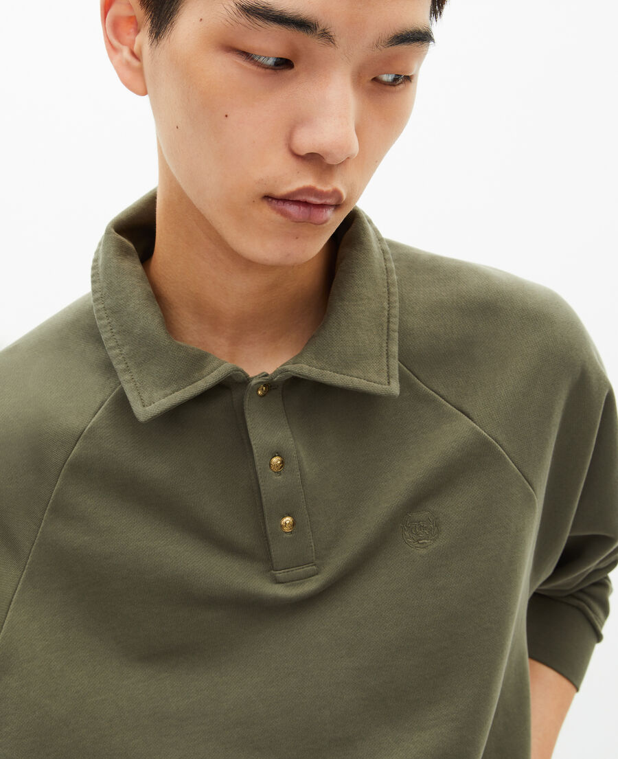 The Kooples HOMME KAKI sweatshirt col polo kaki