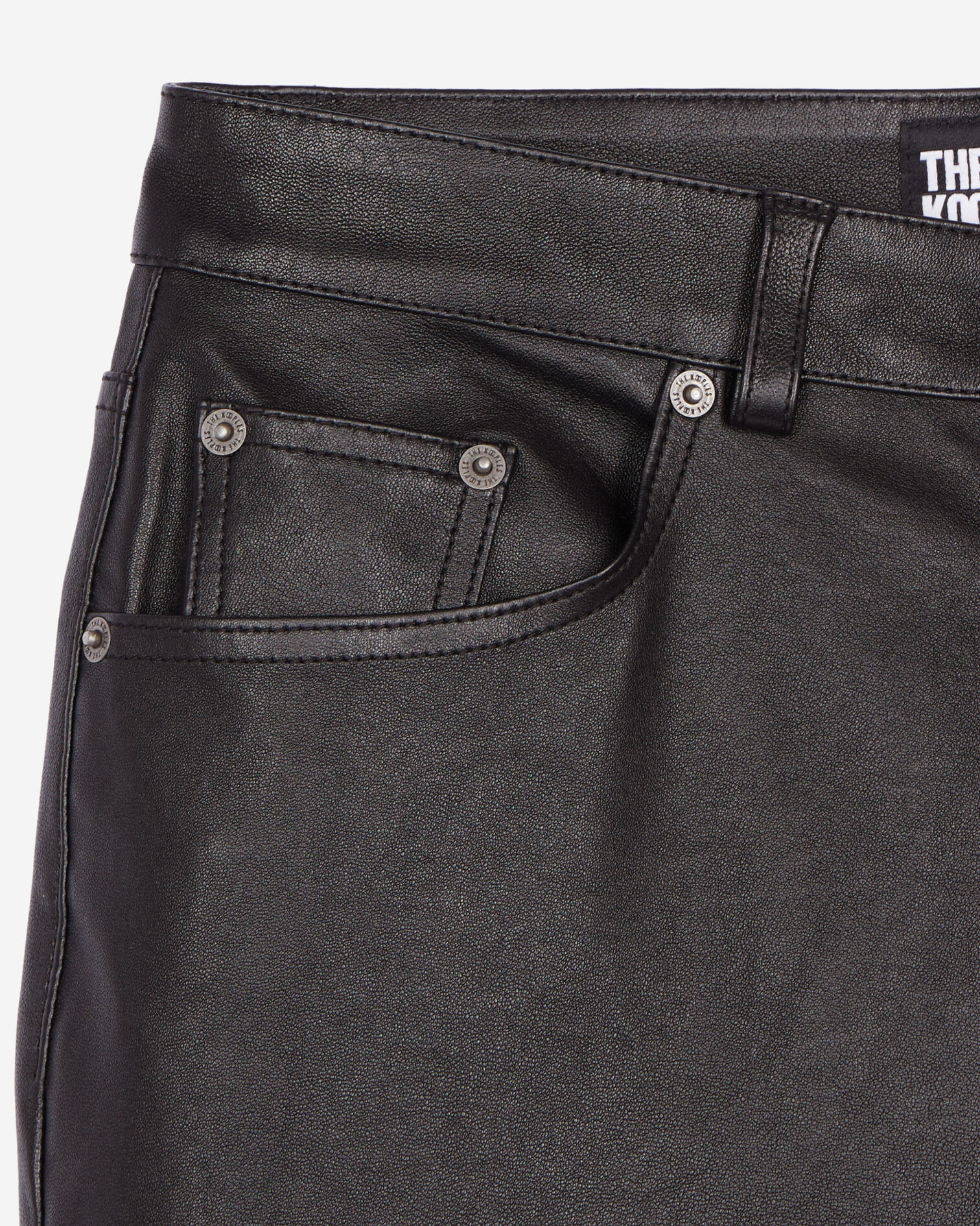 Black leather flare trousers, BLACK, hi-res image number null