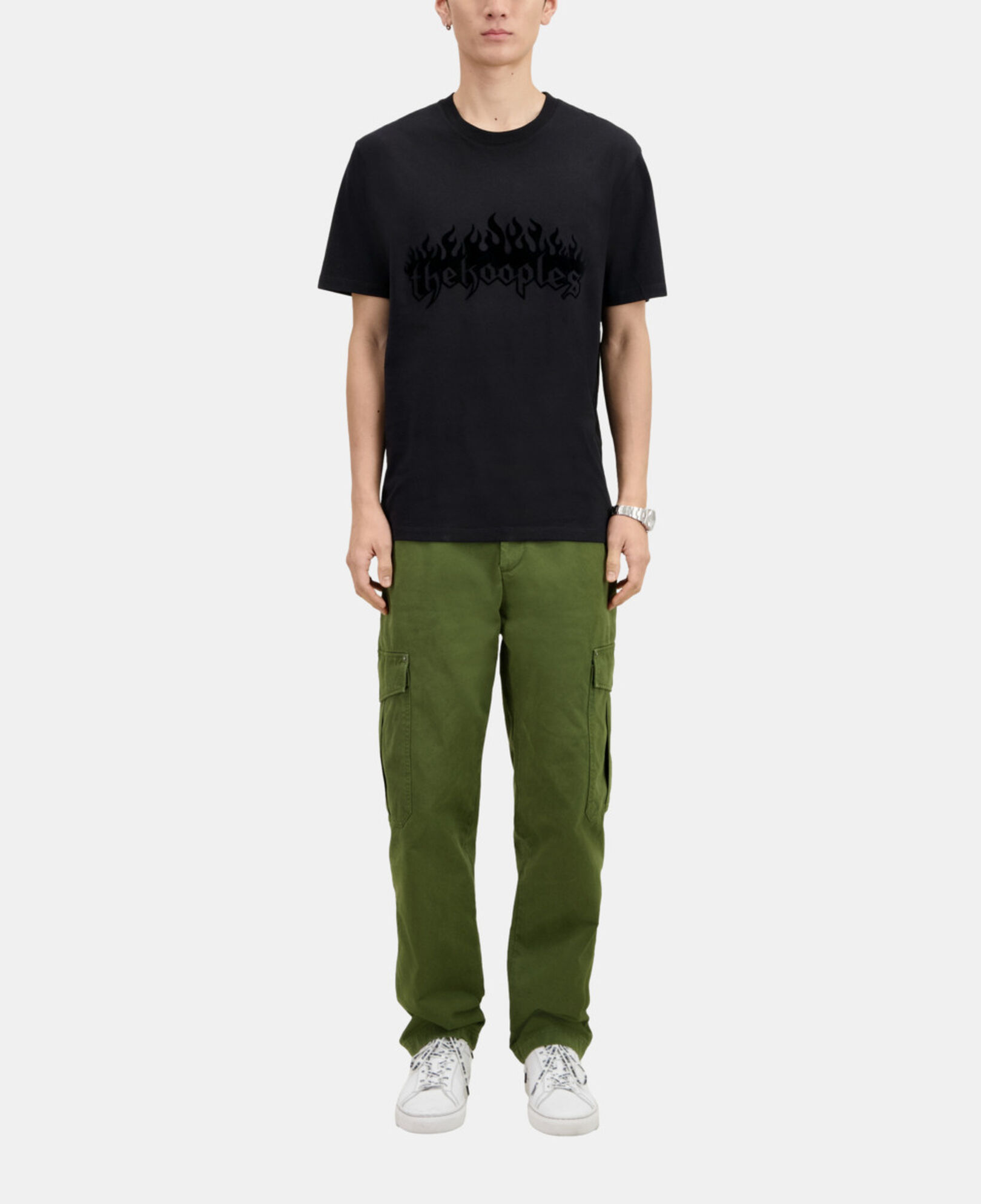 The Kooples HERREN BLACK schwarzes t-shirt herren mit beflockung