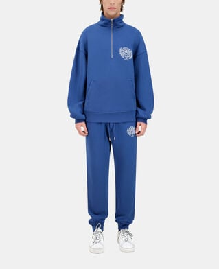 The Kooples MEN MIDDLE NAVY royal blue sweatshirt with blazon serigraphy