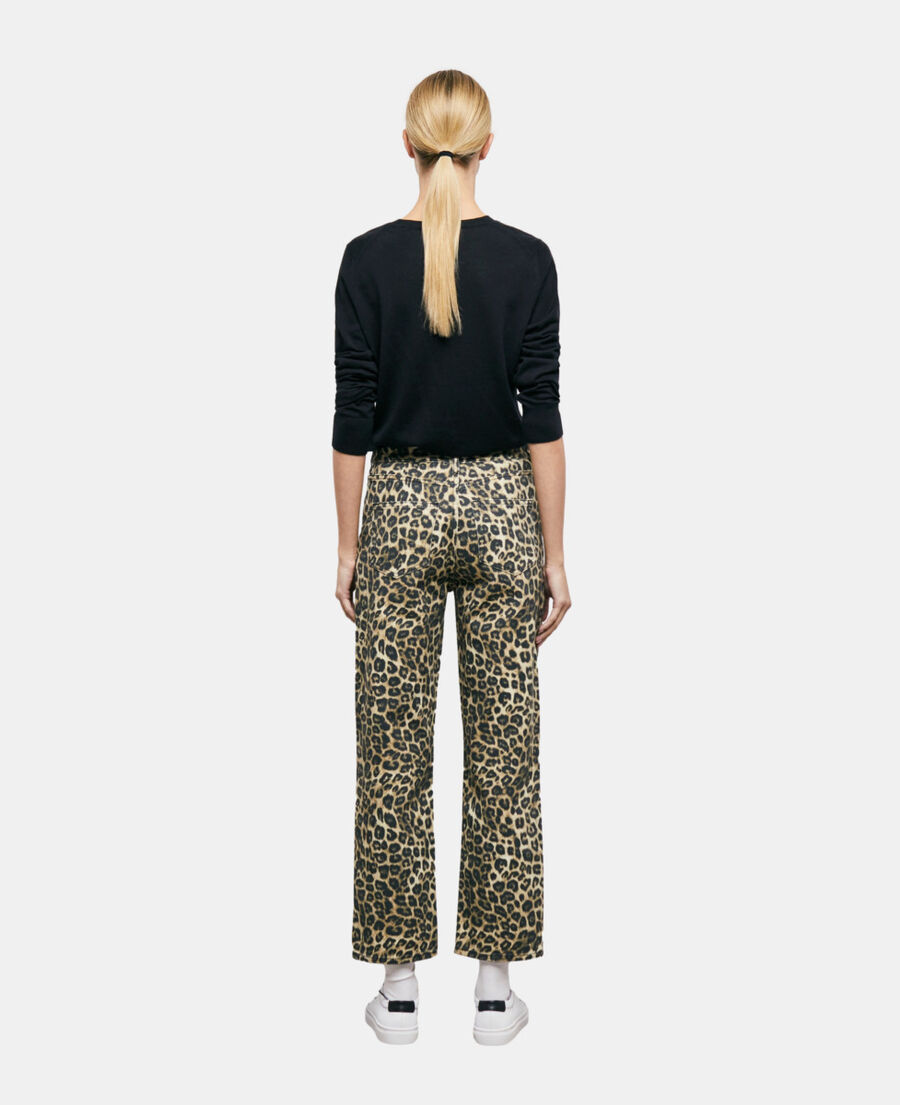 leopard print straight-cut jeans